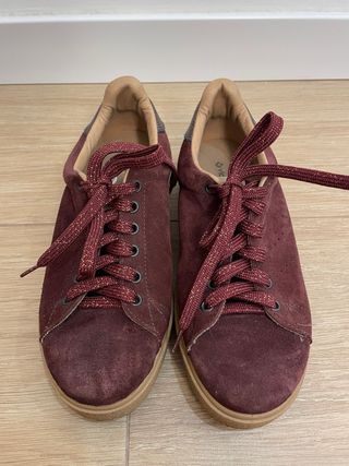 Bambas ante granate cordones brillantes Victoria