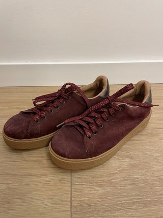 Bambas ante granate cordones brillantes Victoria