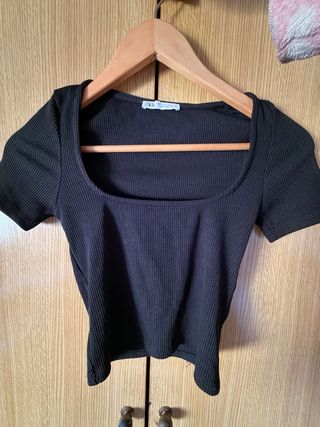 Camiseta Zara Negra Talla XS