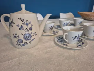 Servizio da tè in porcellana blu e bianca