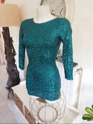 Vestido lentejuelas Divided verde