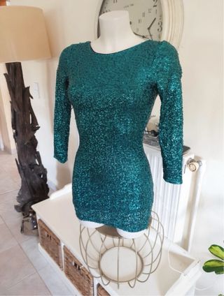 Vestido lentejuelas Divided verde