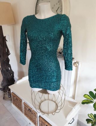 Vestido lentejuelas Divided verde