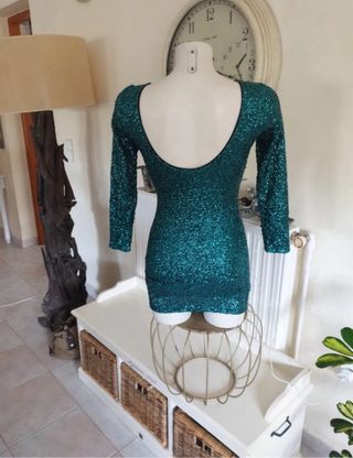 Vestido lentejuelas Divided verde