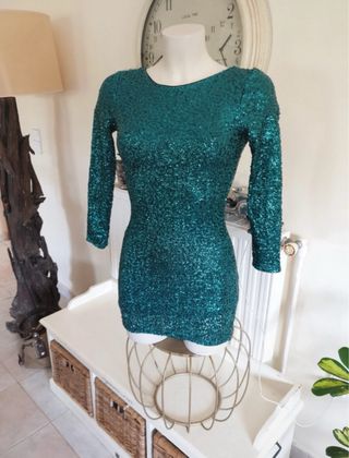 Vestido lentejuelas Divided verde