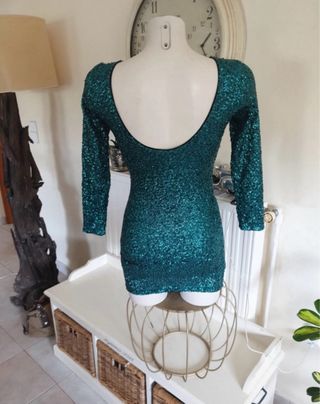 Vestido lentejuelas Divided verde