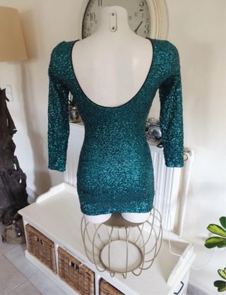 Vestido lentejuelas Divided verde