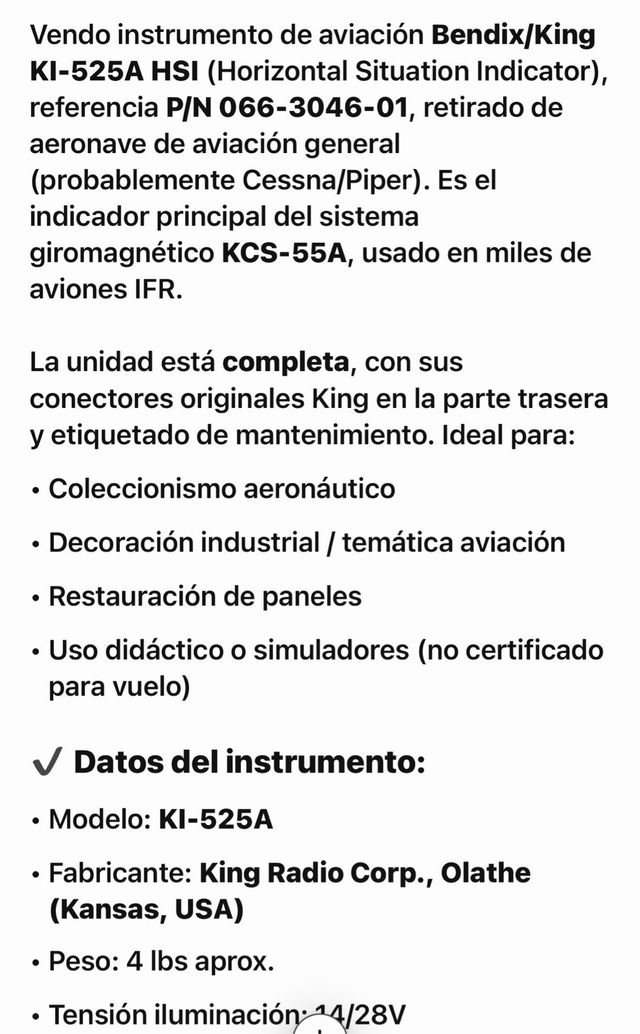 Indicador HSI Bendix/King KI-525A