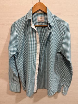 Camisa cuadros verde y blanco caballero
