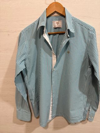 Camisa cuadros verde y blanco caballero