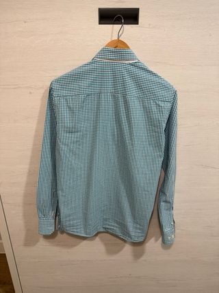 Camisa cuadros verde y blanco caballero