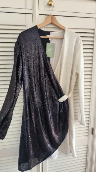 Vestido de fiesta lentejuelas negro y blanco