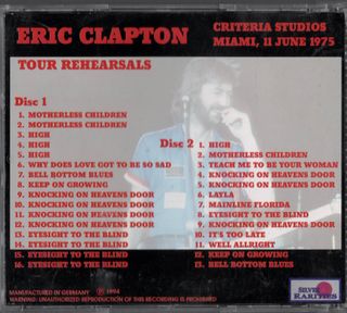 CD Eric Clapton - Tour Rehearsals 2CD Live