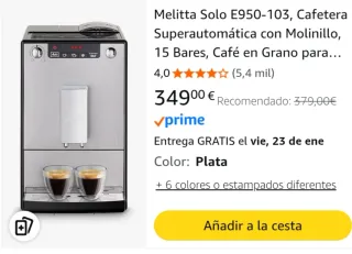 Cafetera Melitta Solo E950 con molinillo