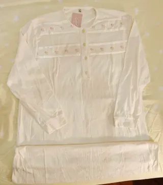 Camisón blanco mujer de manga larga Talla G.