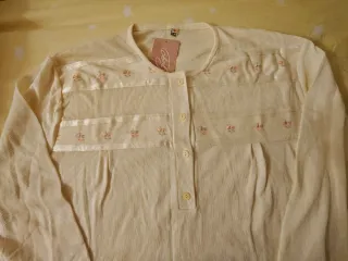 Camisón blanco mujer de manga larga Talla G.