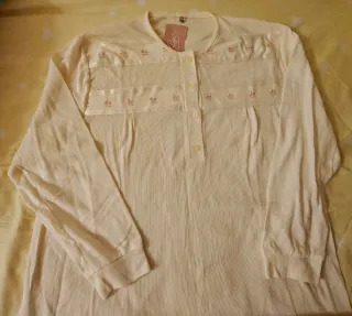 Camisón blanco mujer de manga larga Talla G.