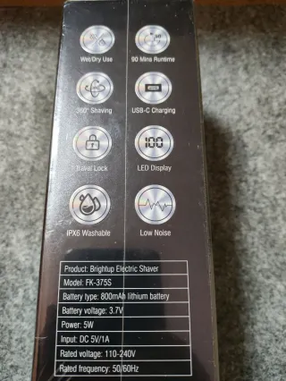 Afeitadora Eléctrica Brightup FK-375S Negra,está d