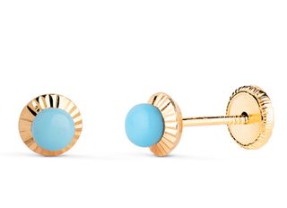 Pendientes Oro 18k Niña Bolitas Turquesa