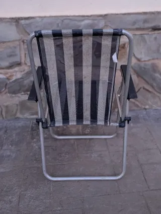 Silla plegable tela gris y negra