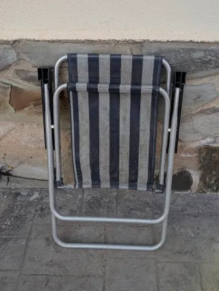 Silla plegable tela gris y negra