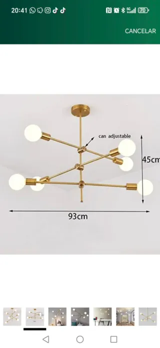 Lampada a sospensione in oro metallo e cristallo