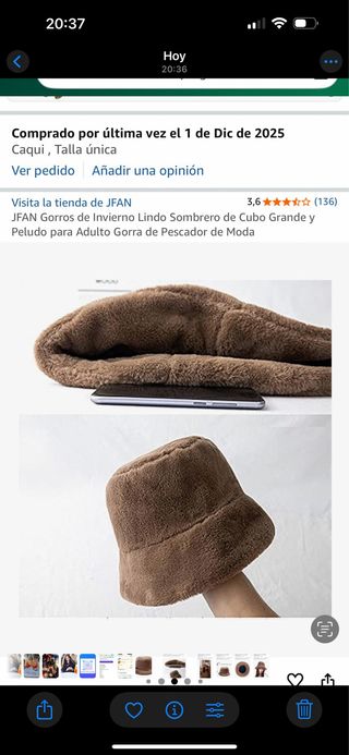 Gorro de pescador peludo grande