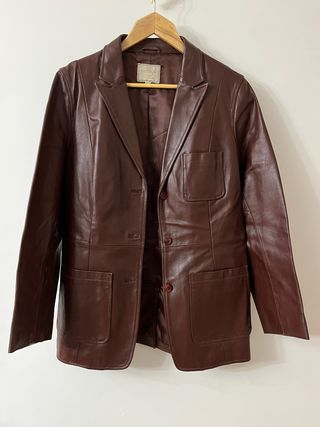 Chaqueta Cuero Marrón Cortefiel T48