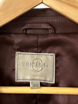 Chaqueta Cuero Marrón Cortefiel T48