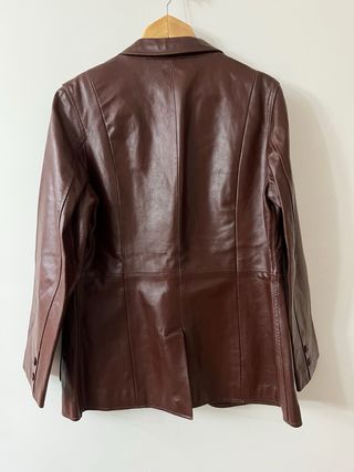 Chaqueta Cuero Marrón Cortefiel T48