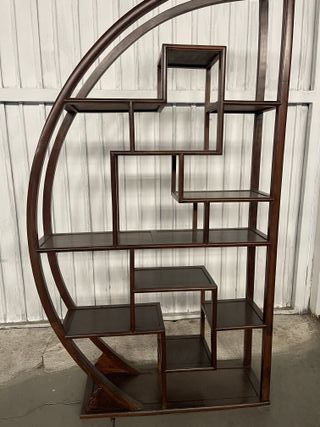 Estantería de madera antigua oriental restaurada