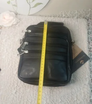 Borsa a tracolla in pelle con cerniera per uomo