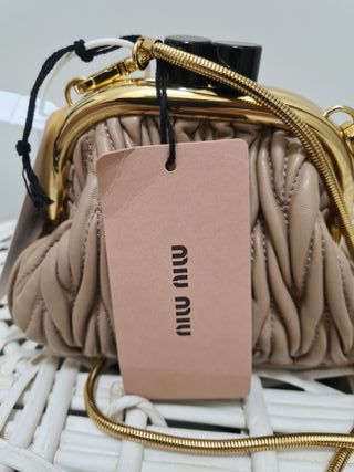 Borsa Miu Miu Pelle Beige Clutch Mini