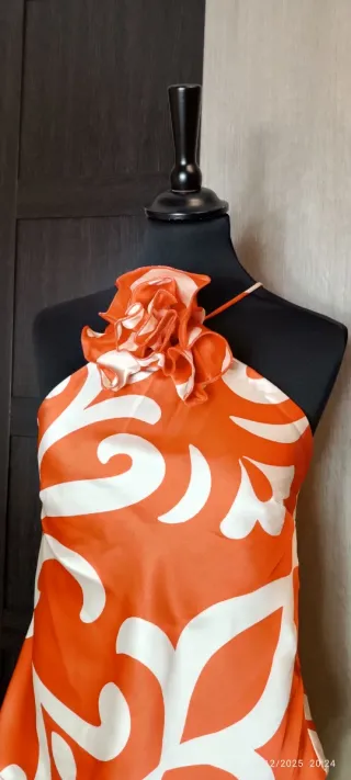 Top Mango rojo y Blanco Satinado