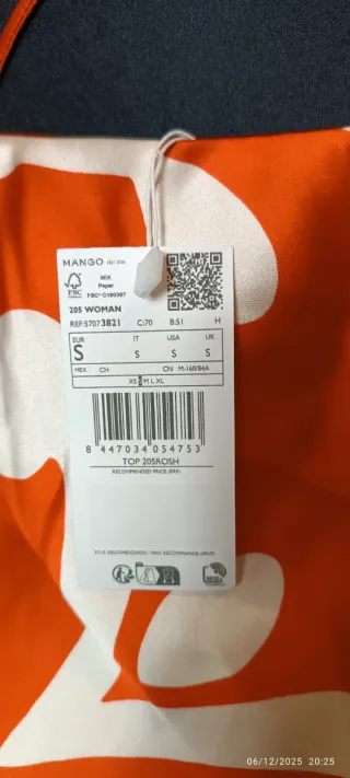 Top Mango rojo y Blanco Satinado