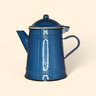 Cafetera Antigua Hierro Esmaltado Azul
