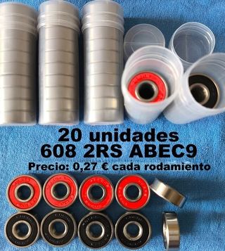 20 Rodamientos 608 2RS ABEC-9 Patines Skate