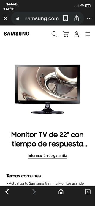 TV Samsung 22” con soporte para colgar