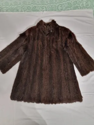 Cappotto Vintage in Vera Pelliccia Marrone Scuro