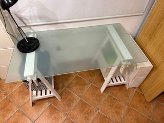 Mesa cristal y madera 80x150