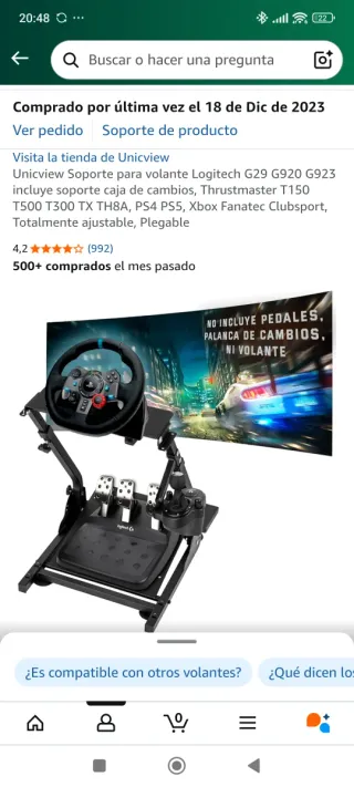 Volante Logitech G29 PS4 con soporte y palanca