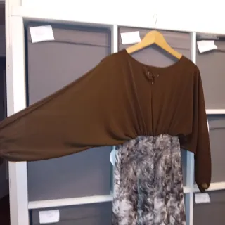 Vestido largo marrón y multicolor