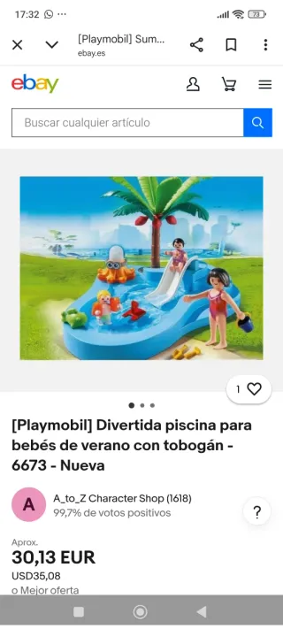 Piscina Playmobil con tobogán y accesorios