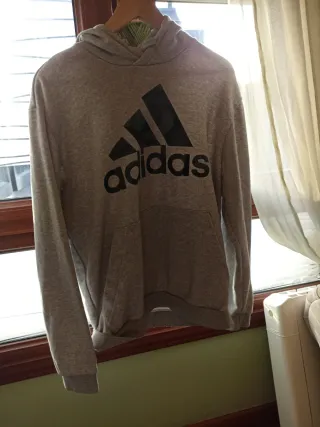 Sudadera Adidas Gris con Logo Negro
