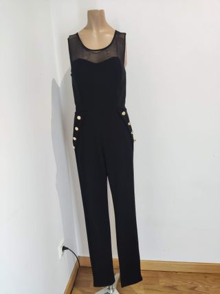 Mono negro fiesta con botones dorados