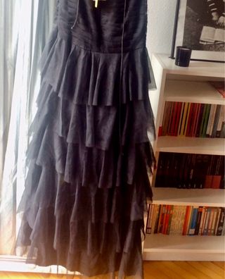 Vestido fiesta volantes Bdba negro/a estrenar