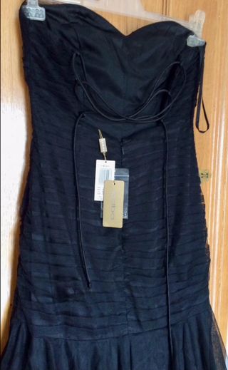 Vestido fiesta volantes Bdba negro/a estrenar