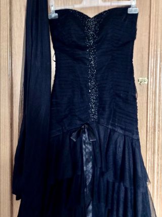 Vestido fiesta volantes Bdba negro/a estrenar