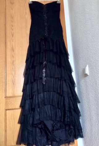 Vestido fiesta volantes Bdba negro/a estrenar