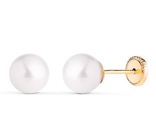 Pendientes Perla 7mm Oro Amarillo 18K